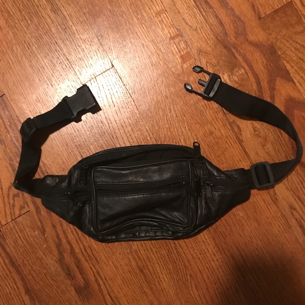 Black Leather Fanny Pack